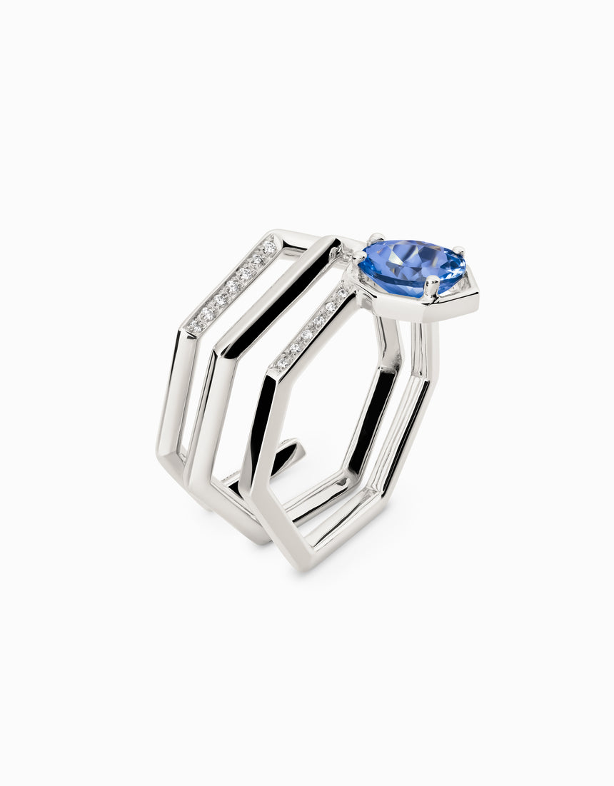 Anillo Helix Sapphire · Zafiro Azul