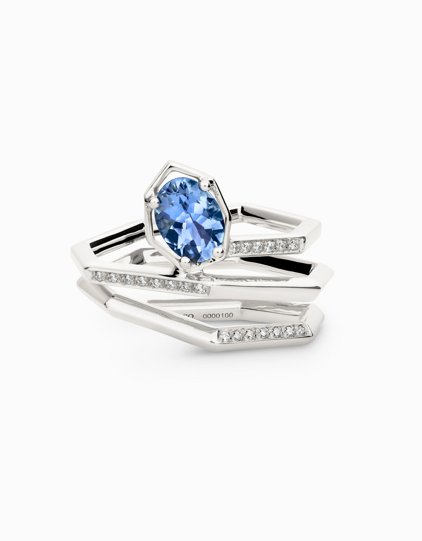 Anillo Helix Sapphire · Zafiro Azul