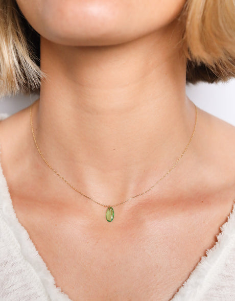 Leaf Gold · Green Garnet pendant