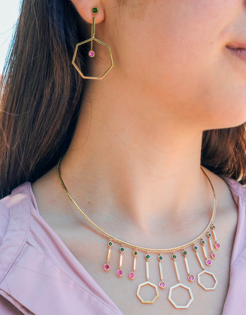 Heptadrop necklace · Tourmalines