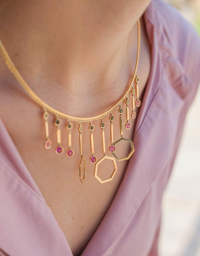 Heptadrop necklace · Tourmalines