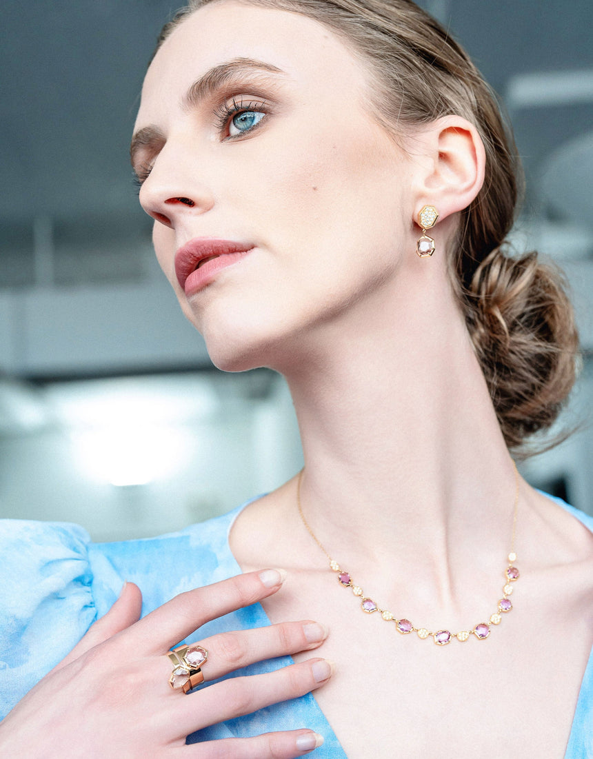 N.35 · Collar de oro y zafiros rosas