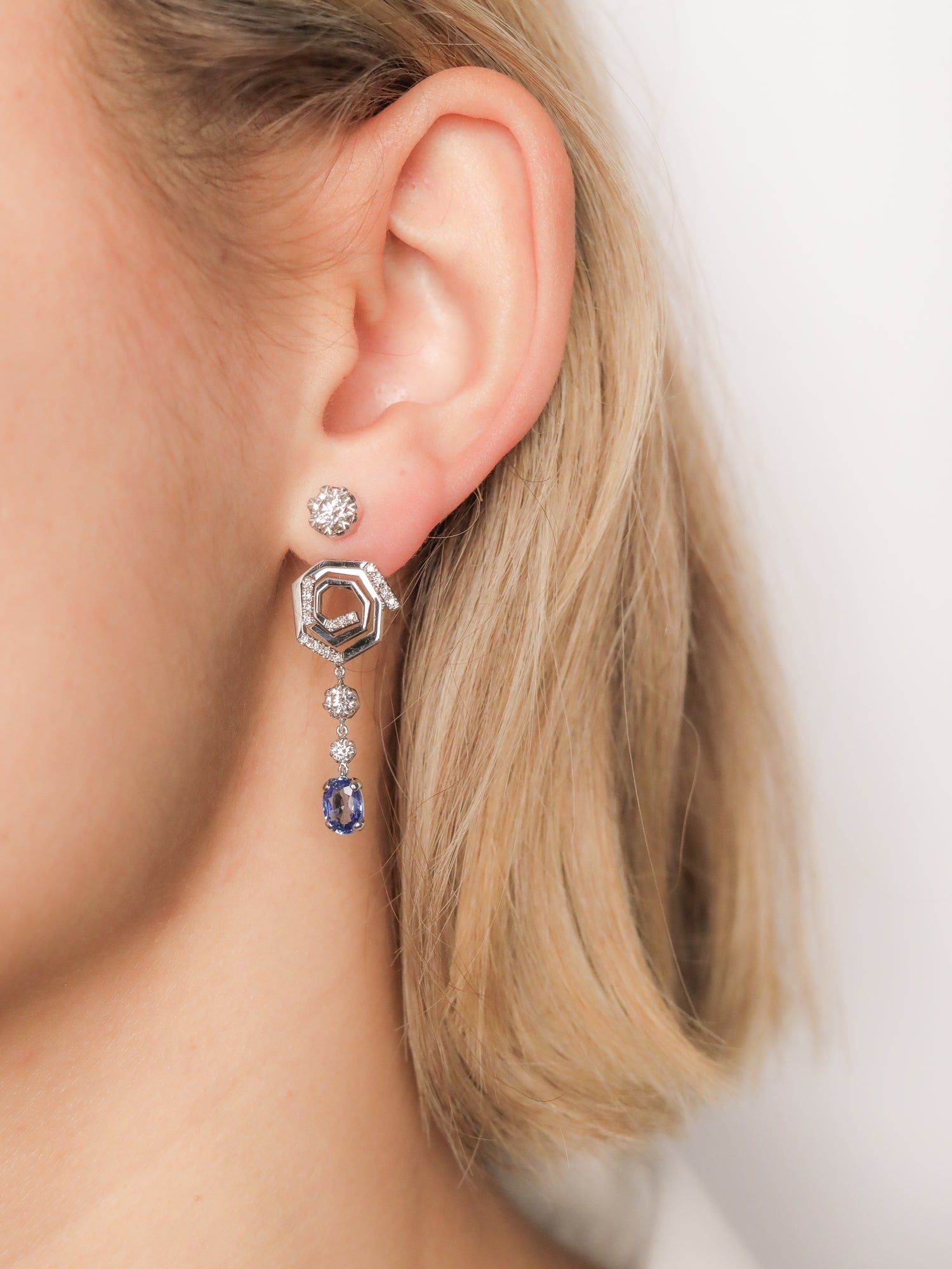 Pendientes Helix White · Zafiro