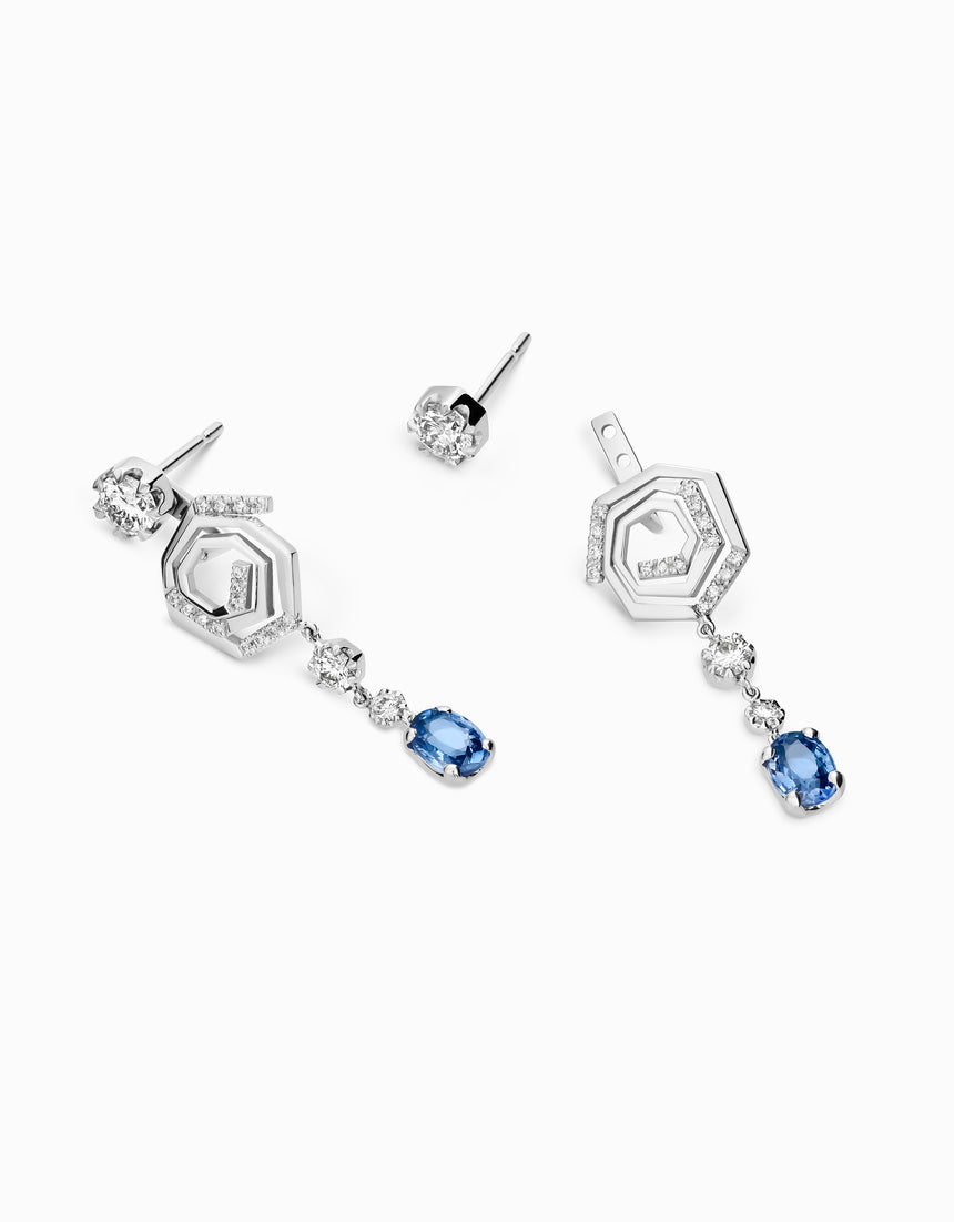 Pendientes Helix White · Zafiro