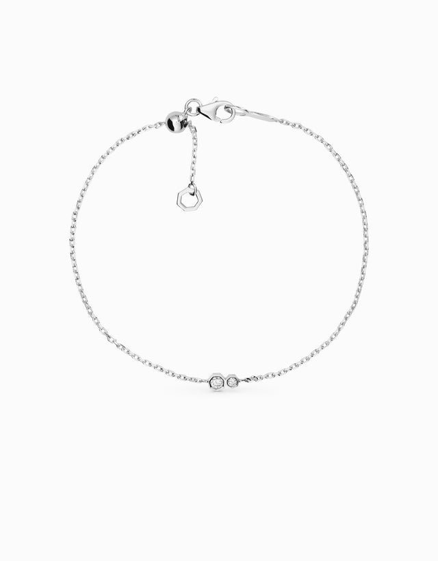 Pulsera Twin Rose · Oro Blanco · Diamante