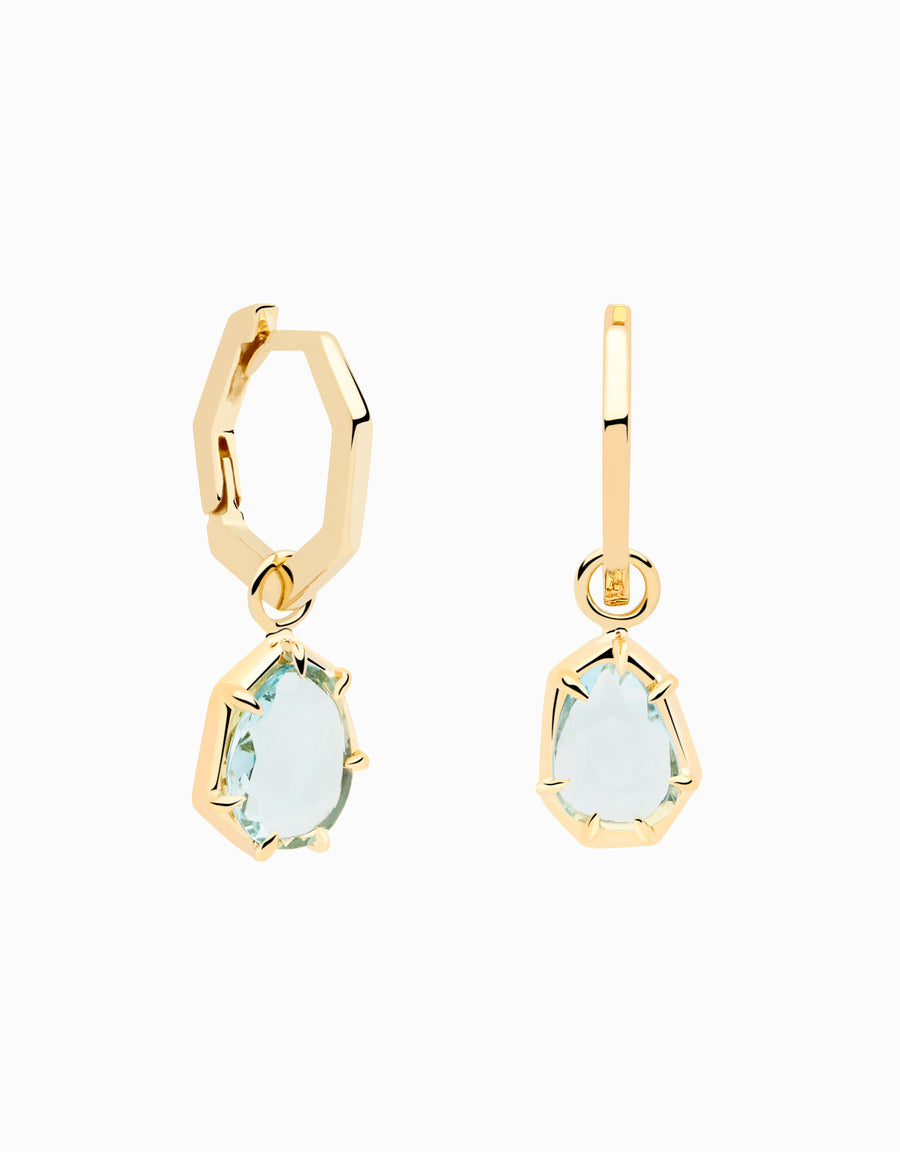 N.28 · Gold hoop earrings · Aquamarine