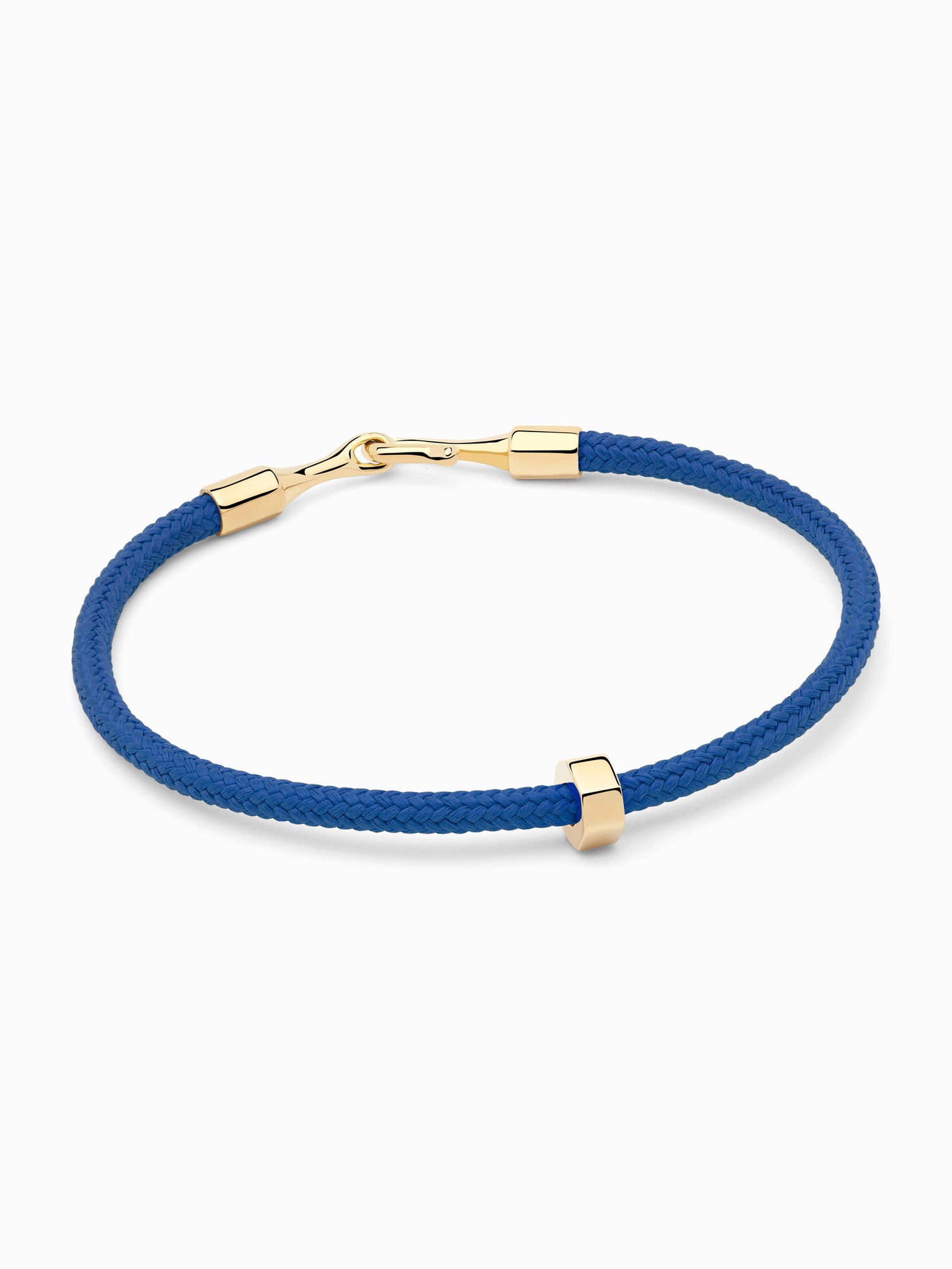 Pulsera para hombre hecha a mano con heptágono de oro y cordón azul