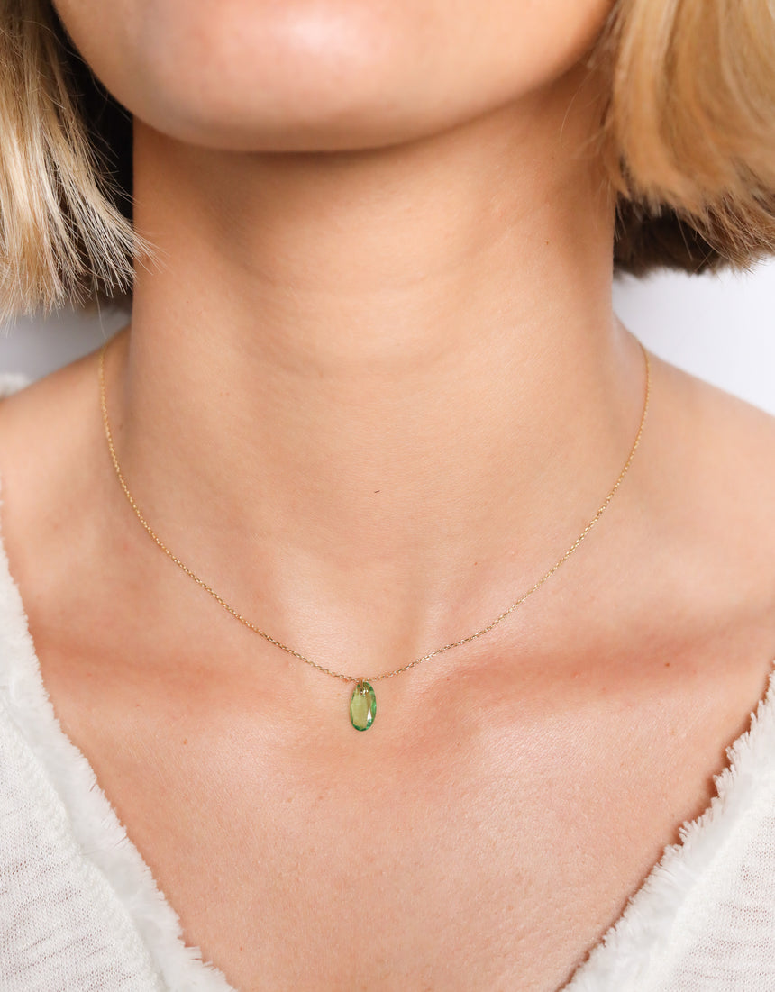 Colgante Leaf Gold · Granate Verde 