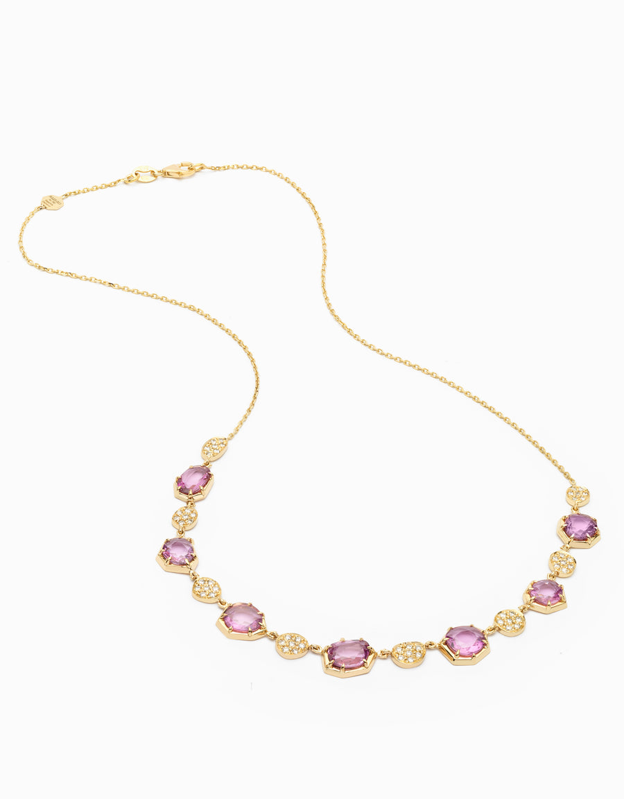 N.35 · Gold necklace and pink sapphires