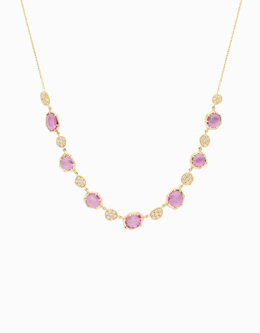 N.35 · Gold necklace and pink sapphires