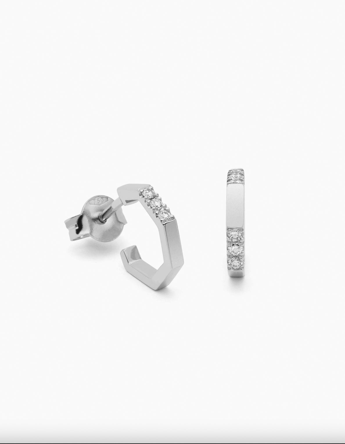 One Diamond "L" White · Couple Earrings