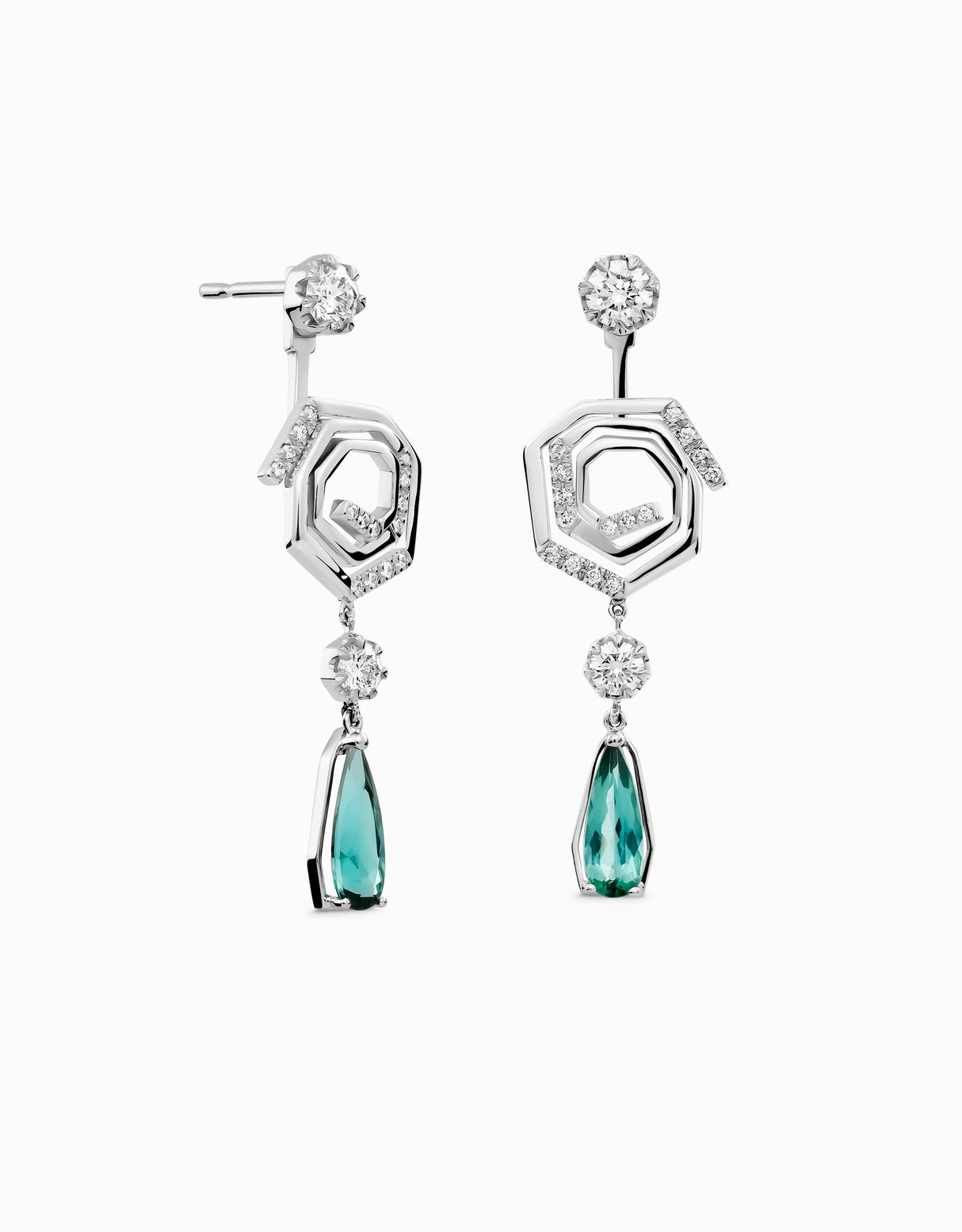 Helix White Earrings · Tourmaline