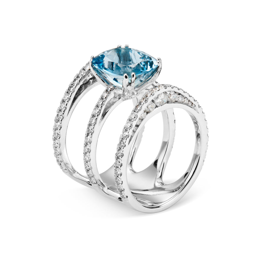 Aquamarine Tiara ring · Diamonds - Roosik & Co - 