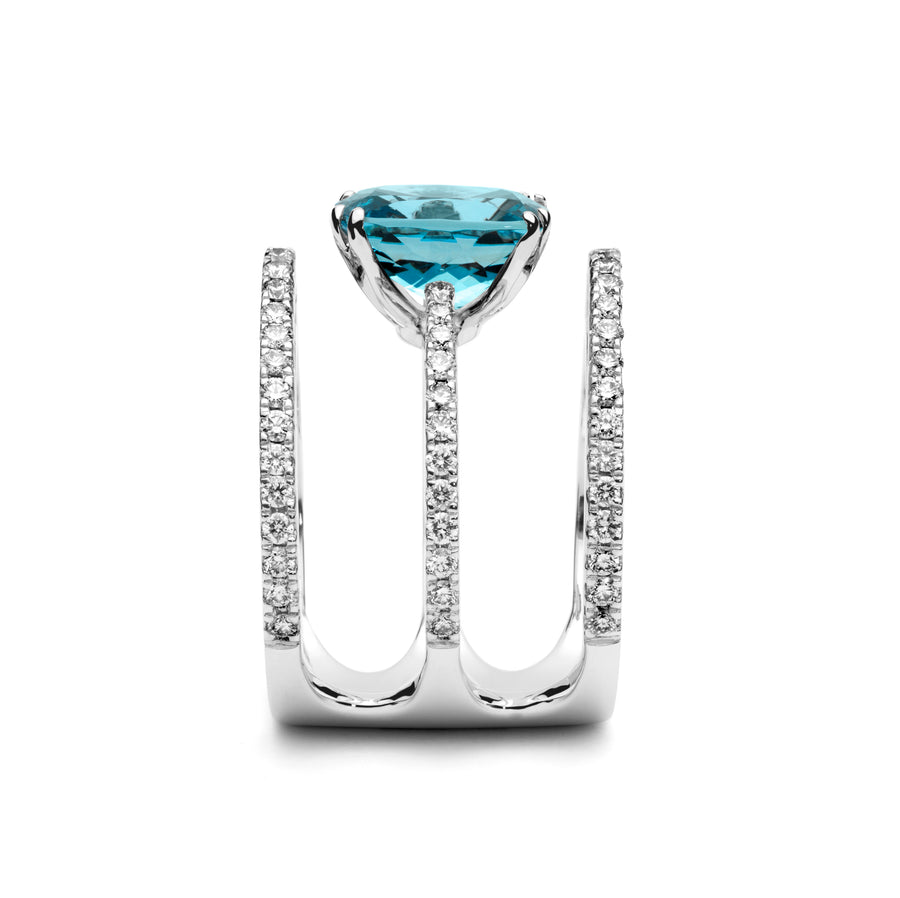 Aquamarine Tiara ring · Diamonds - Roosik & Co - 
